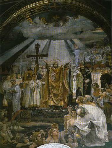 Viktor Vasnetsov The Baptism of Kievans. Norge oil painting art